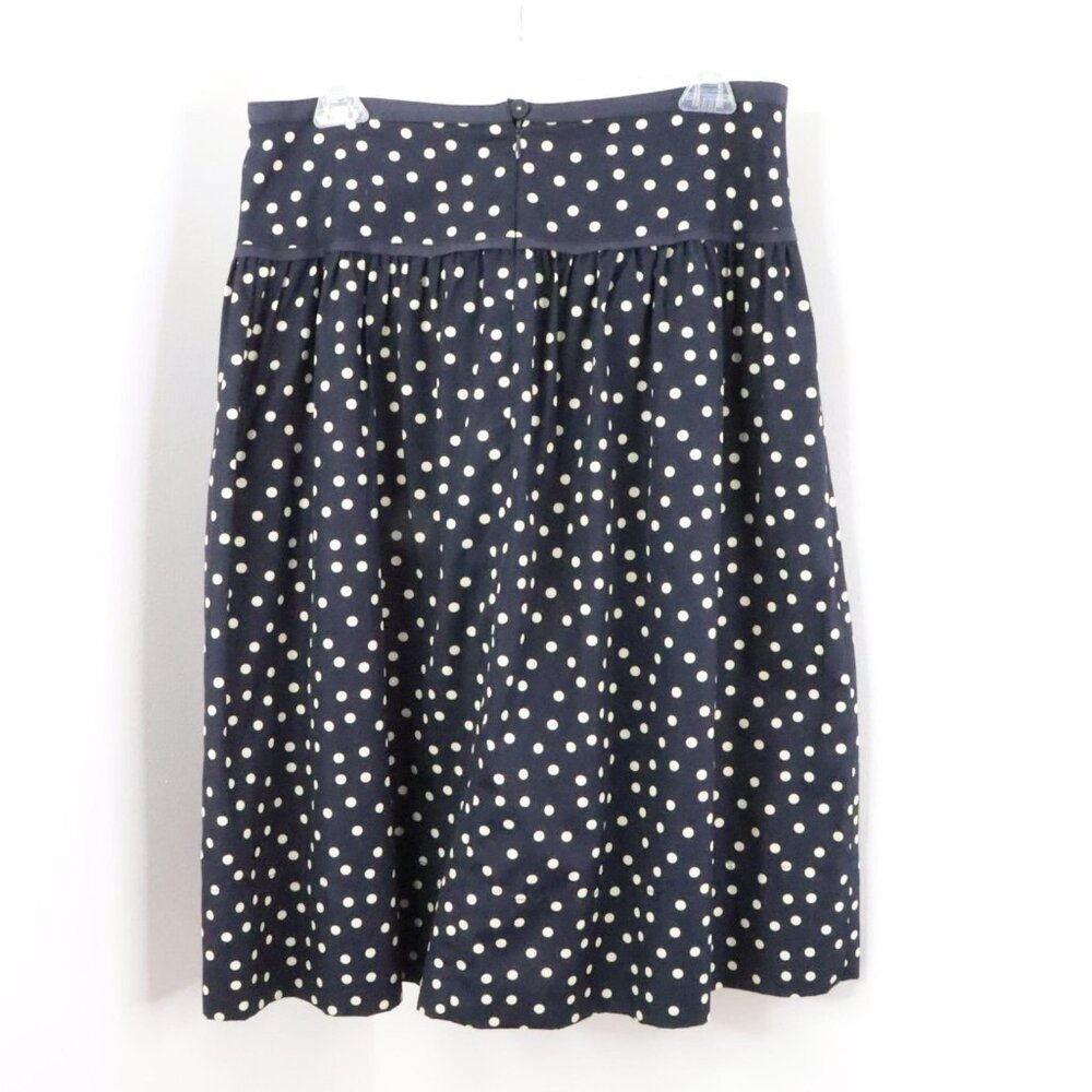 J.Crew Women's 4 Navy Blue Polka Dot High-Waist Cotton Lined A-Line Skirt - Picture 4 of 9